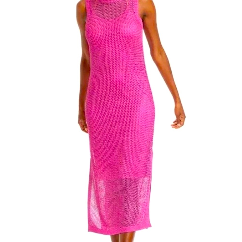 Pink Shimmer Crochet Dress